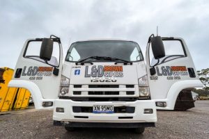 L & D Brown Skip Bin Hire Truck in Central Coast